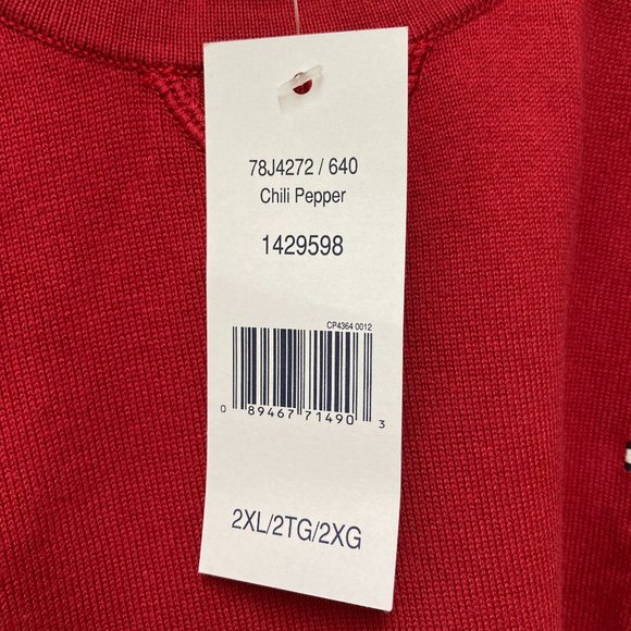 Tommy Hilfiger Crewneck Pullover Sweater XXL Chili Pepper Red NWT 100% Cotton - Picture 2 of 16